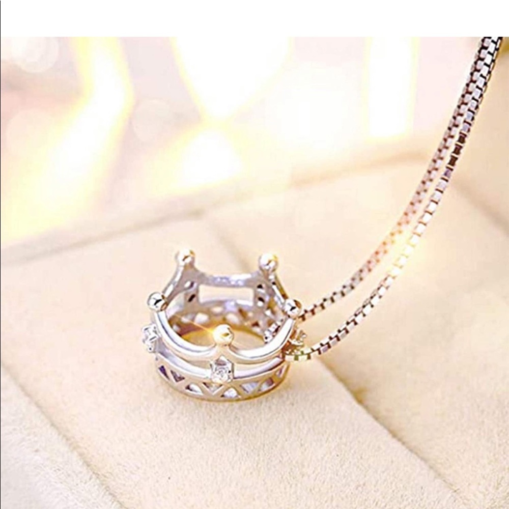 crown pendant tiff style Sterling Silver Necklace